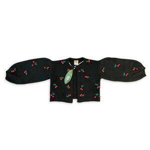 NWT FARM Rio Crochet Cherry Open-Front Cardigan - XS